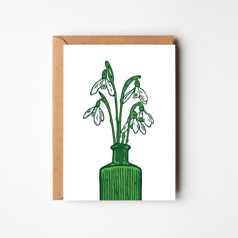 'Snowdrops' Greeting Card on Recycled paper