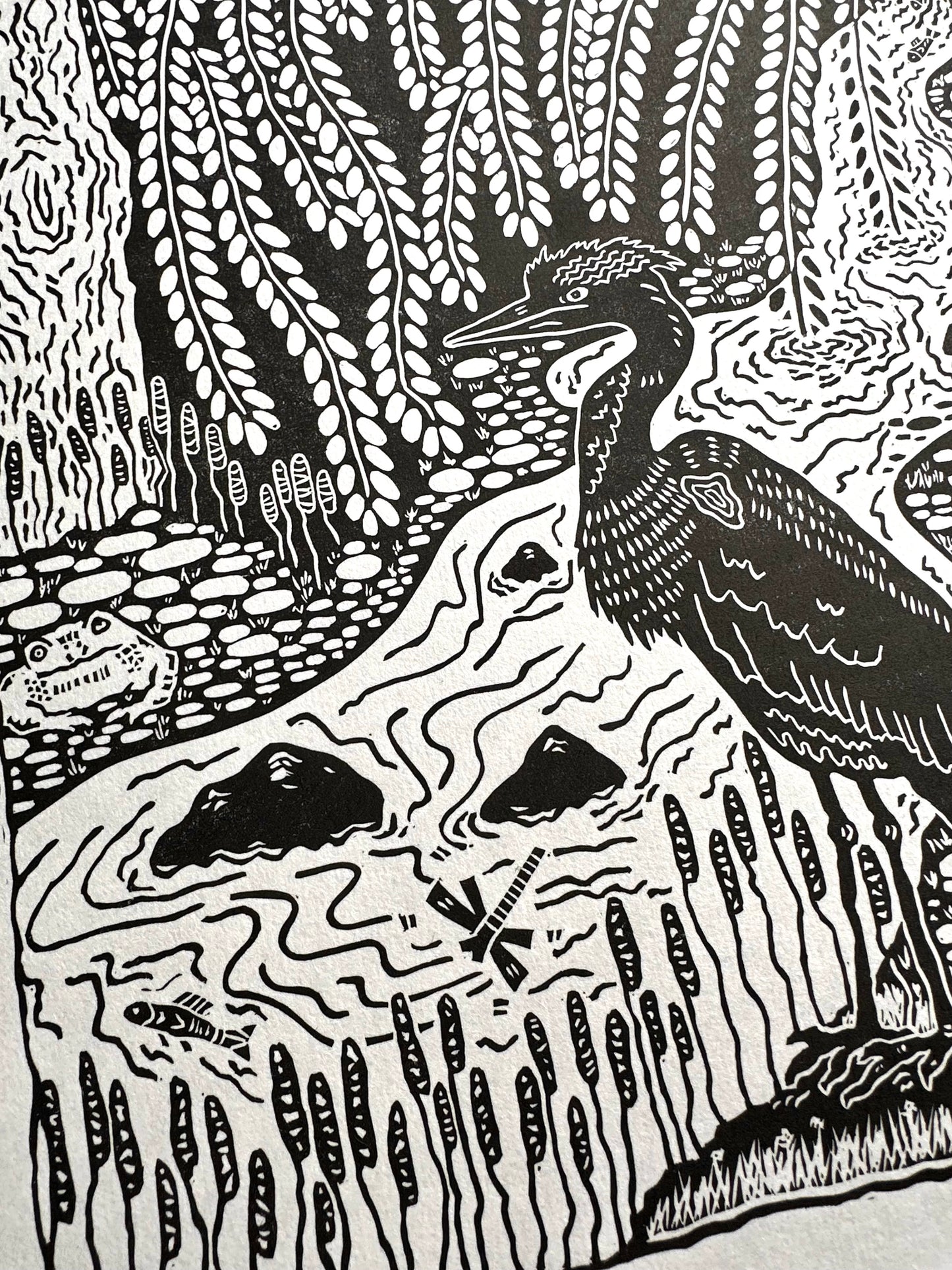 'Beside the Stream' limited edition linocut print