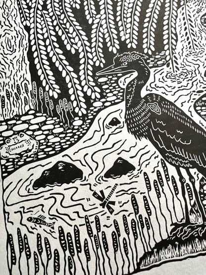 'Beside the Stream' limited edition linocut print