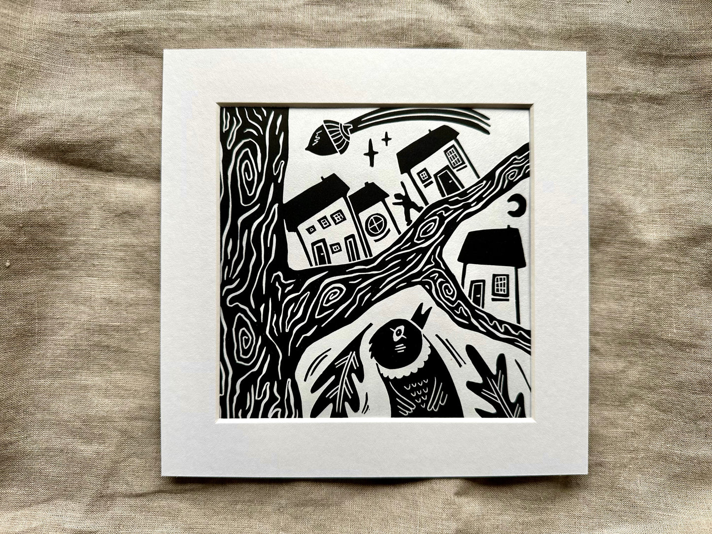 'Meteor' limited edition linocut print