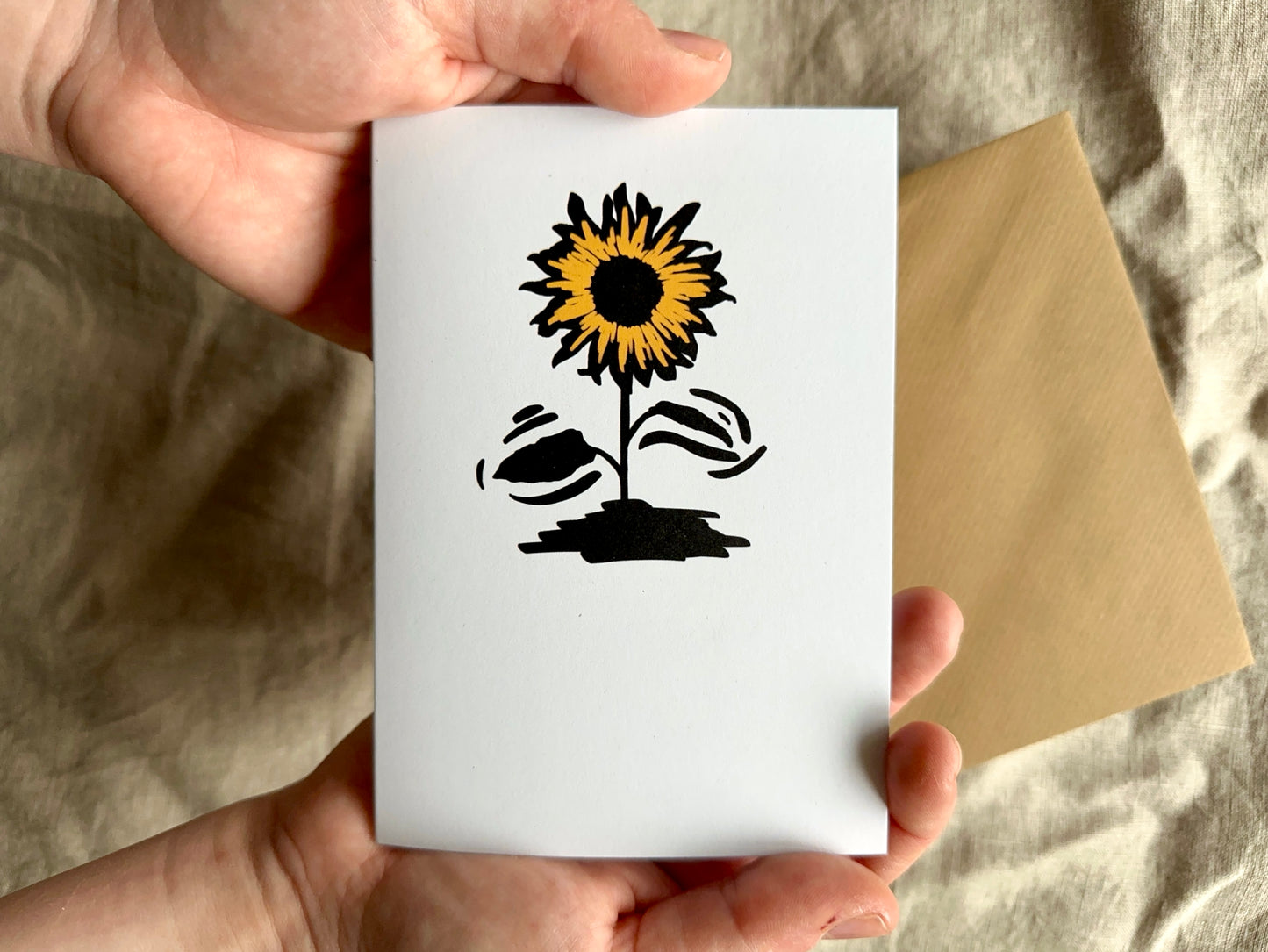 'Sunflower' Greeting Card on Recycled paper