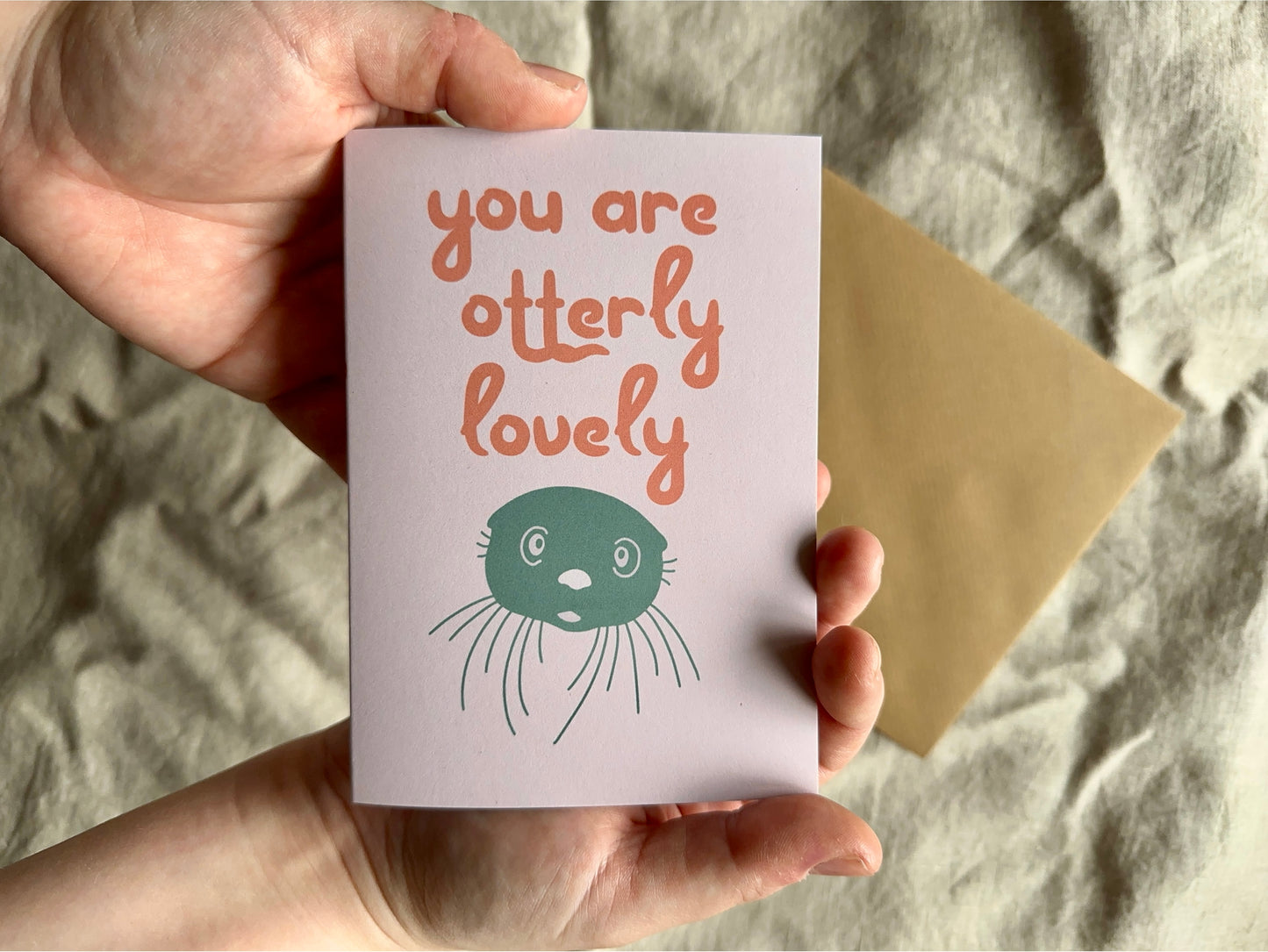 'You are Otterly Lovely' Greeting Card on Recycled paper