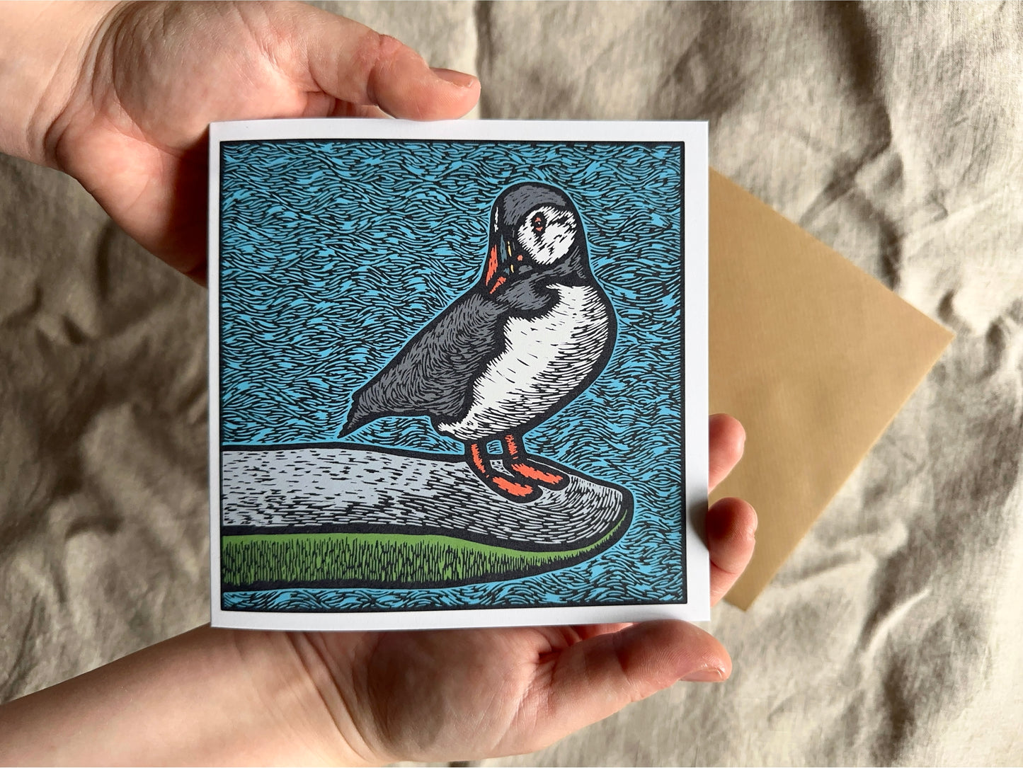 'Puffin' Greeting Card on Recycled paper