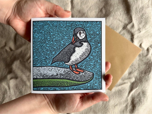 'Puffin' Greeting Card on Recycled paper