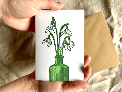 'Snowdrops' Greeting Card on Recycled paper