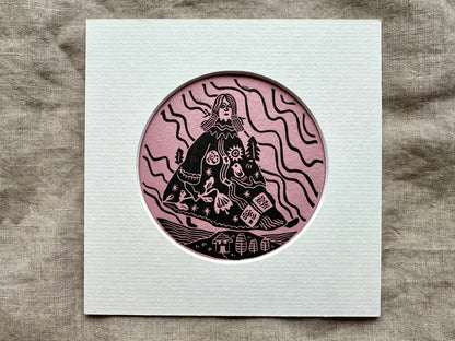 'She is the Mountain' limited edition linocut print