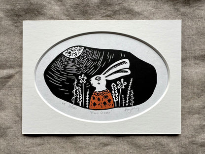 'Moon Gazer' limited edition linocut print