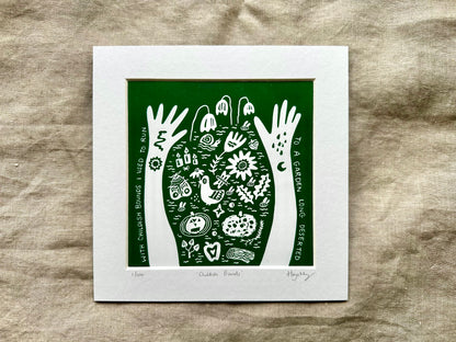 'Childish Bounds' limited edition linocut print