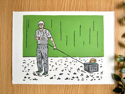 'Dad and Me' limited edition linocut print