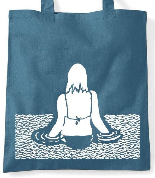 Tote bag wild swimming linocut 100% cotton