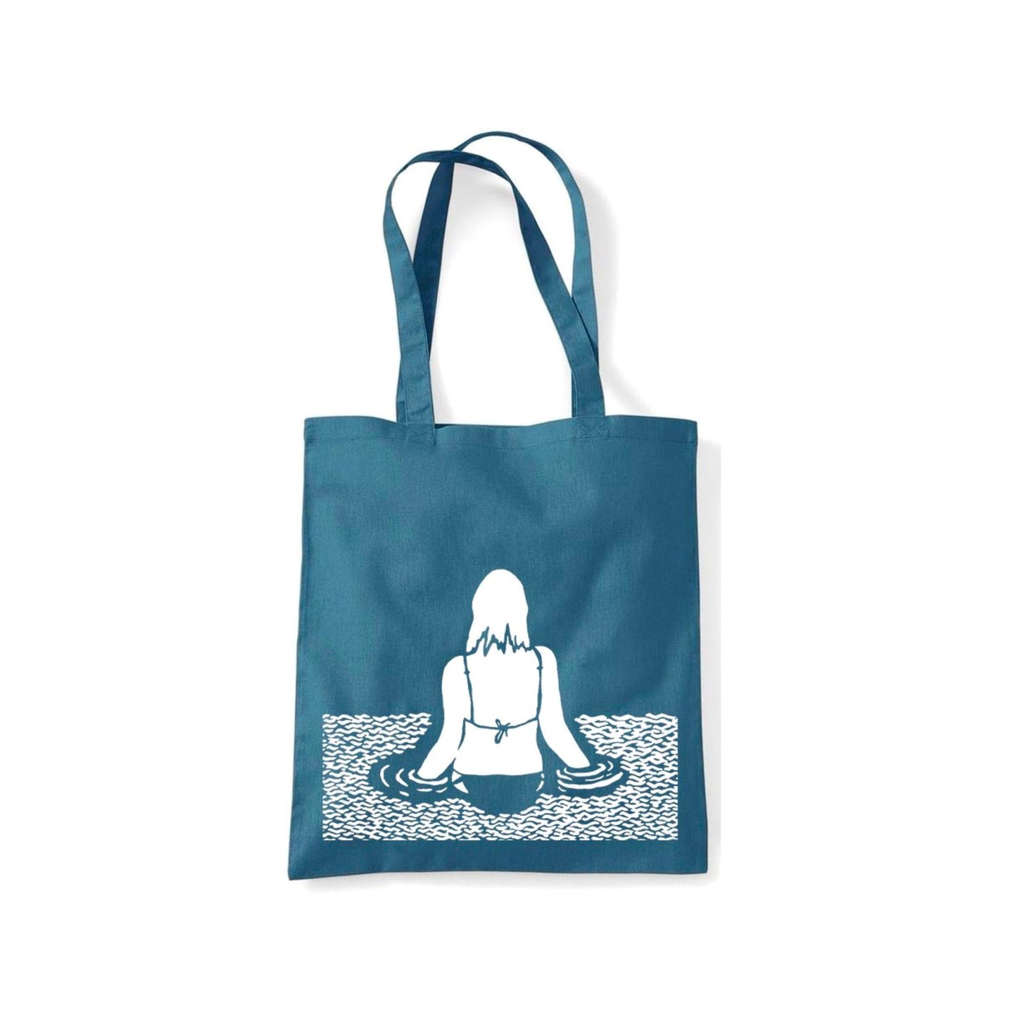 Tote bag wild swimming linocut 100% cotton